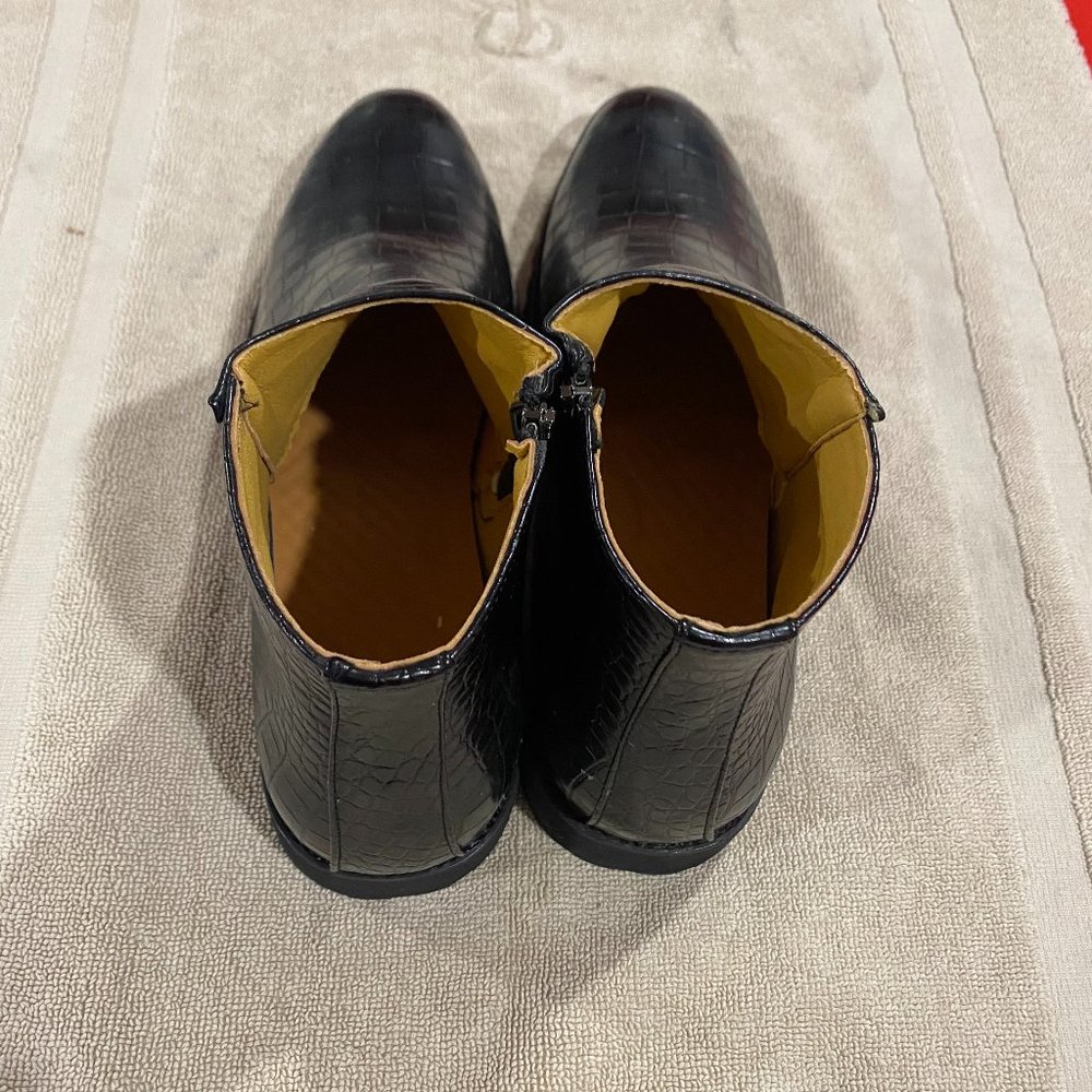 Black Alligator Leather Print Boots 13M